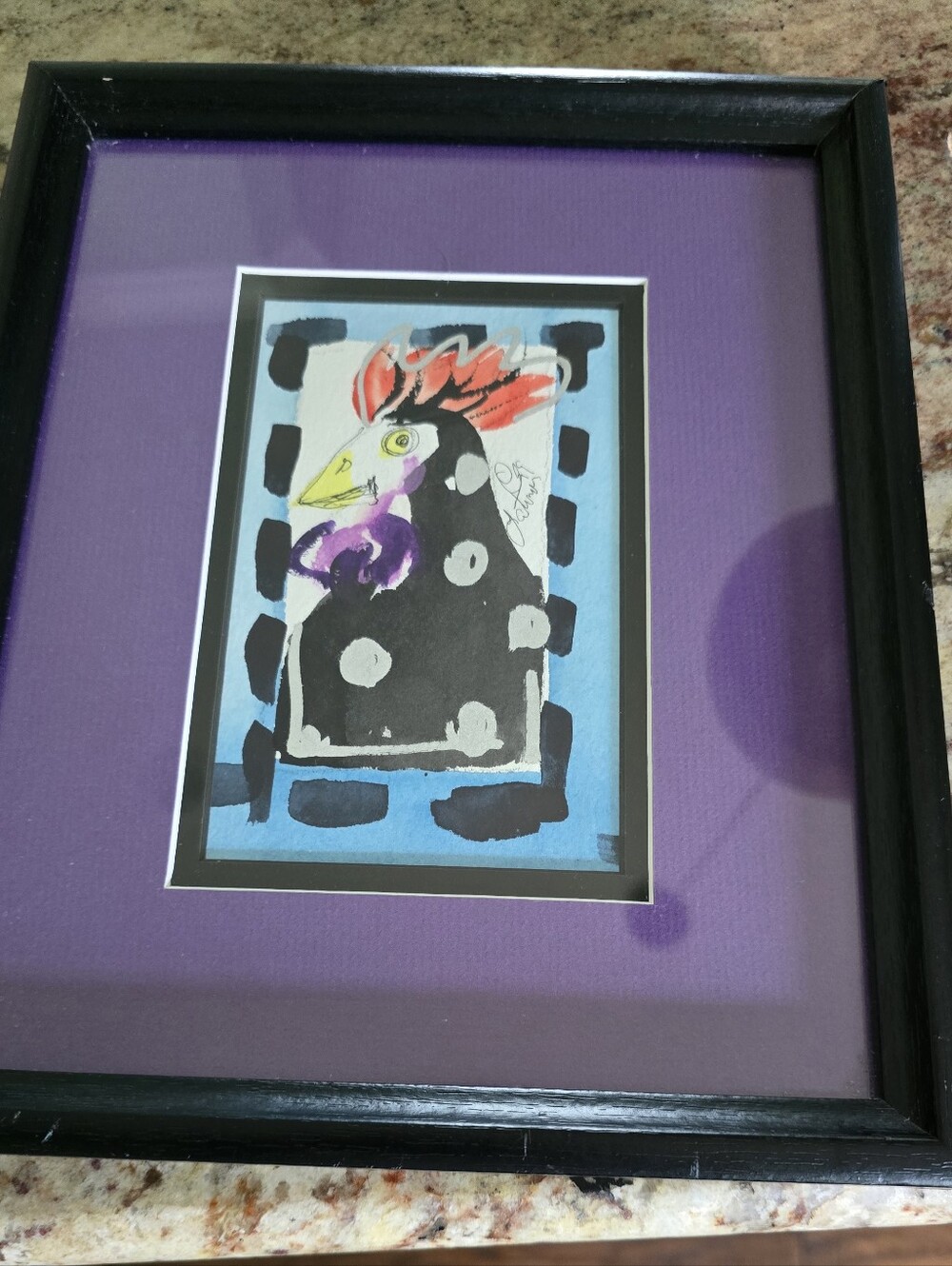 Madison Latimer Framed Abstract Rooster Art Print in Purple and Black - Picture 2 of 5